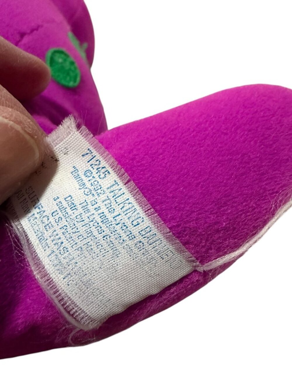 Talking Barney Dinosaur 1993 Tested Works Plush Toy - Picture 10 of 16